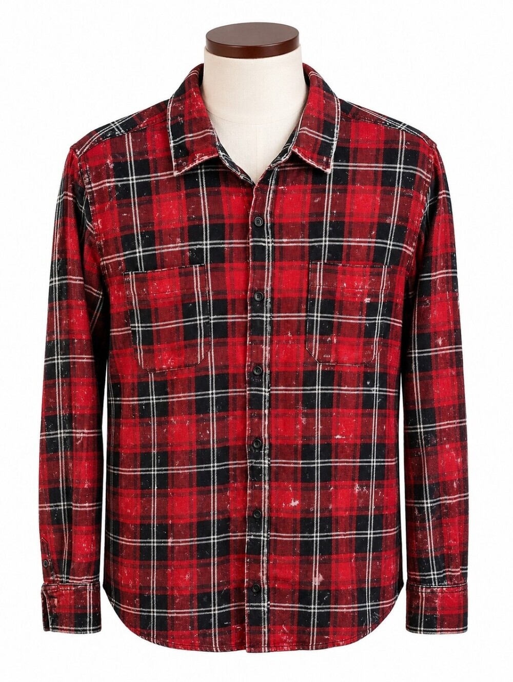Hot Topic Men's Distressed Red Plaid Long Sleeve Button Down Shirt Sz S Grunge
